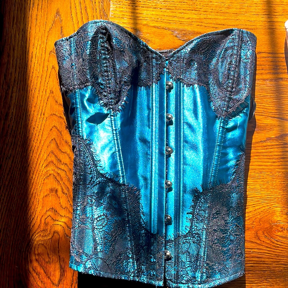 Adore Me Teal and black lace Corset
